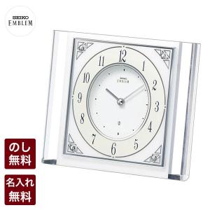 置き時計 セイコー クロック 置時計 SEIKO EMBLEM エンブレム おしゃれ 白大理石 ガラス HW565W｜abbeyroad