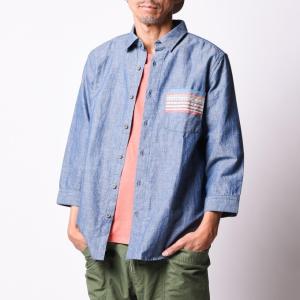 ゴーヘンプ（GOHEMP) ゴーヘンプ（GOHEMP)■3/4 SLEEVE BASIC SHIRTS (H/C CHAMBRAY JACQUARD)■（メンズ）サイズ２（Ｍ）/サイズ３（Ｌ） 送料無料｜abbot-fukuoka