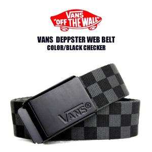 バンズ（VANS)  DEPPSTER WEB BELT ロゴバックルガチャベルト チェッカーフラッグ ブラック×チャコール｜abbot-fukuoka