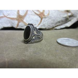 Silver925 Ring ・ 指輪 黒瑪瑙 ブラックオニキス 14号 n1707