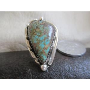 ナバホ族　アンディキャドマン　シルバーリングターコイズ　スタンプ ナバホ族 アンディキャドマン シルバーリングターコイズ