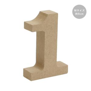 木製 オブジェ 切り文字 1 数字 Mサイズ 約9cm agf-001 : 手芸用品の