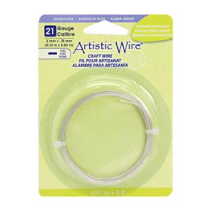 Artistic Wire アーティスティックワイヤー #21 フラット3mm ノンターニッシュシルバー メール便/宅配便可 aw-f3-ns-21