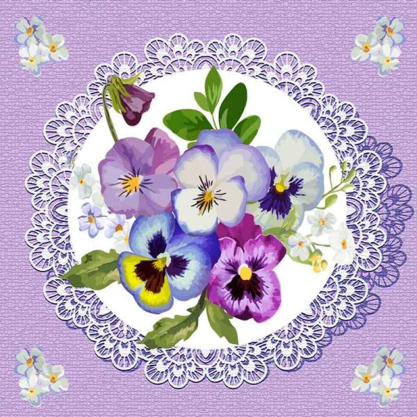 スタジオFeelデザインの立体テキストシート パンジーの花束  S-149