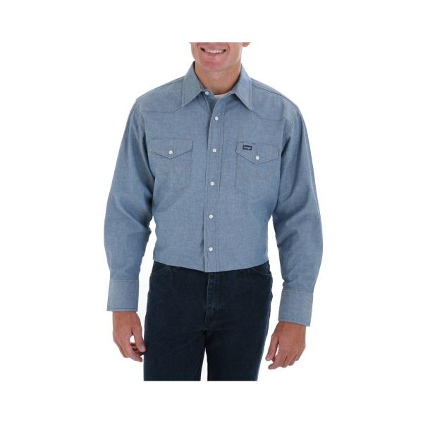 【並行輸入品】Wrangler メンズ 無地 カウボーイ カット ファーム仕上げ 長袖 ワークシャツ...