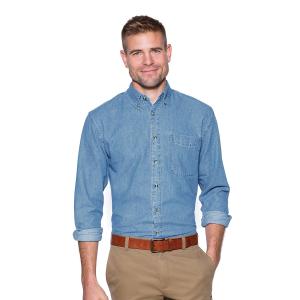 【並行輸入品】メンズクラシック長袖ボタンダウンコットンデニムシャツ カラー: ブルー Men's Classic Long Sleeve But