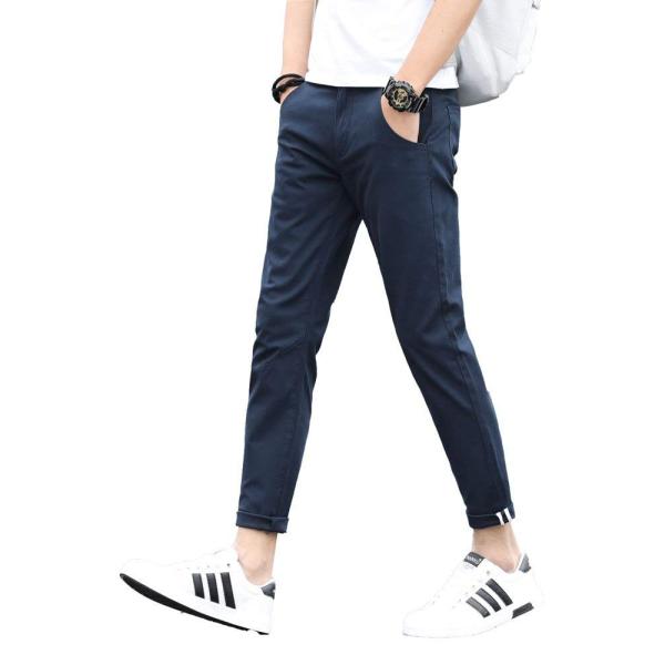 【並行輸入品】Plaid&amp;Plain メンズ スリムフィット カーキパンツ ストレッチ クロップド ...