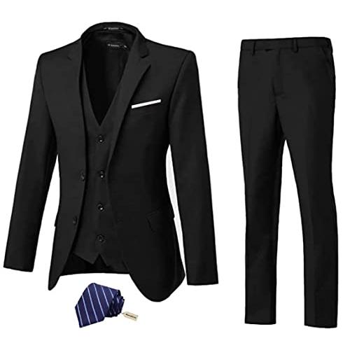 【並行輸入品】Mrbuerly Men Suit Set Slim Fit 3 Pieces, Gr...