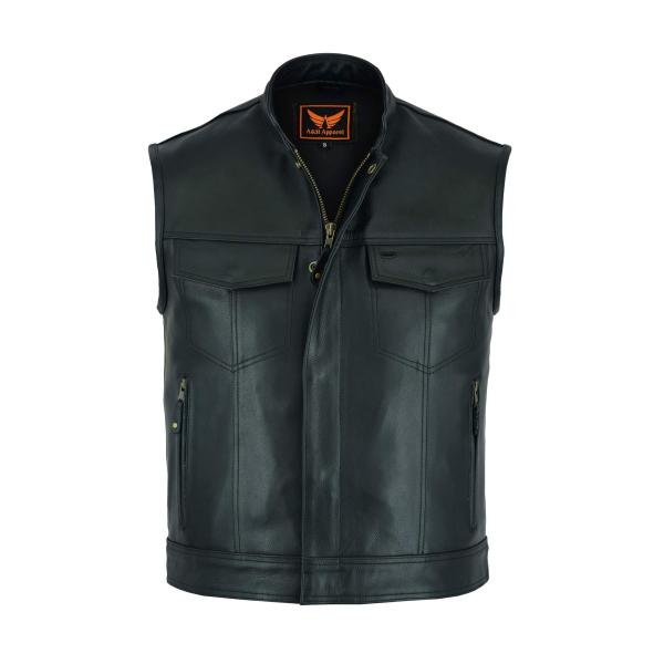 【並行輸入品】A&amp;H Apparel メンズ 本革 牛革ベスト バイカーベスト コンシールド キャリ...
