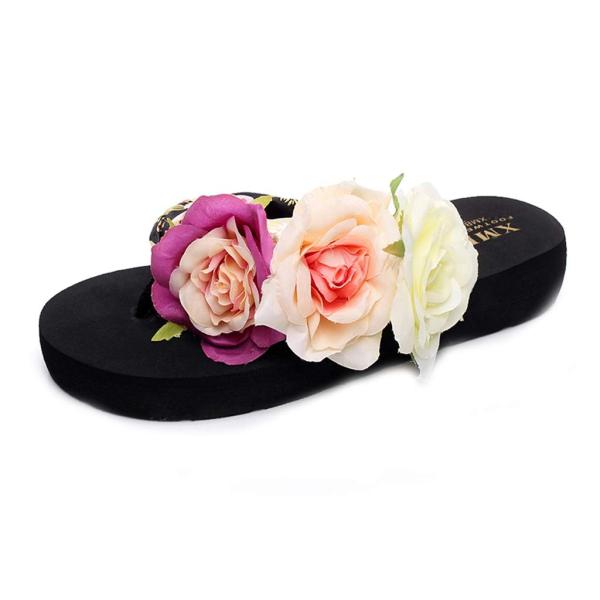 【並行輸入品】MIOKE Women's Bohemia Flowers Flat Platform...