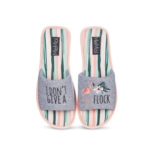 【並行輸入品】MeMoi I Don't Give A Flock Open Toe Flamingo Slippers Gray Small