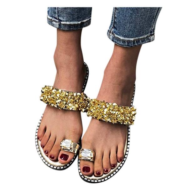 【並行輸入品】レディースウェッジサンダル 2020 クリスタルボヘミアビーチサンダル ビーチTストラ...