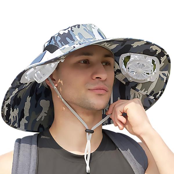 【並行輸入品】Sun Hat with 2 Solar Fans, Mens Summer UV P...