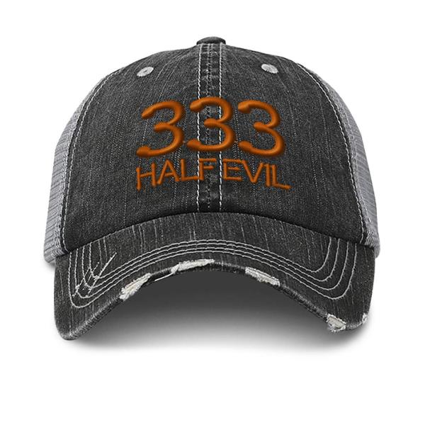 【並行輸入品】Distressed Trucker Hat 333 Half Evil B Embr...