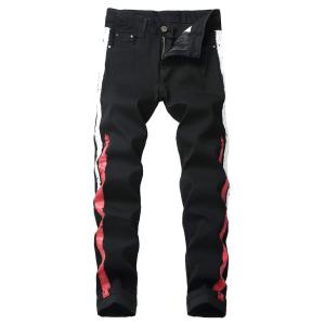 【並行輸入品】Ylingjun Mens Stretch Skinny Jeans with Stripes On The Side (34,