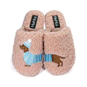 【並行輸入品】MeMoi Womens Doggone Silly Hard Bottom Plush Slippers Blush Pink