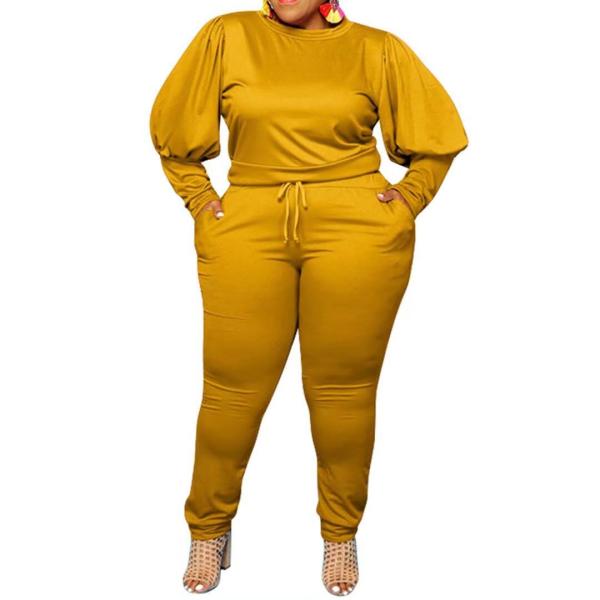 【並行輸入品】IyMoo Women's Solid Plus Size Sweatsuit Set...