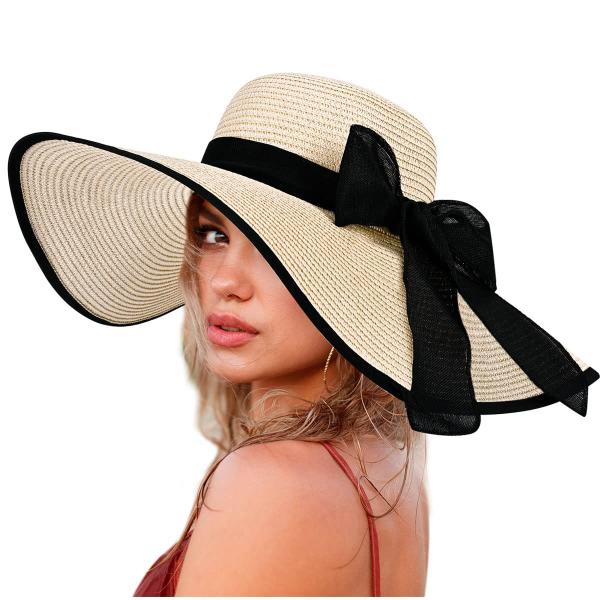【並行輸入品】Women Summer Foldable Sun Straw Hat UPF 50+...