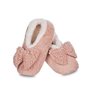 【並行輸入品】MeMoi レディース プレシャス パール シェニール リボンアクセント シェルパ裏地スリッパ, ブラッシュ(Blush), Me