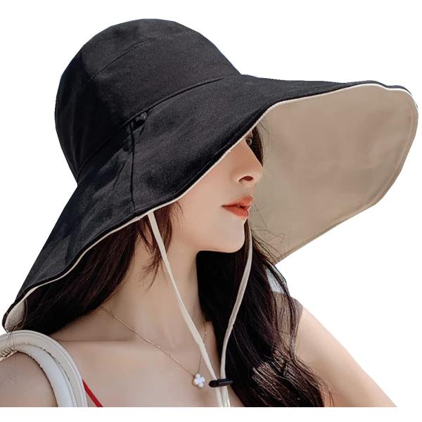 【並行輸入品】2 in 1 Womens Sun Hat Wide Brim UPF 50 Hat ...