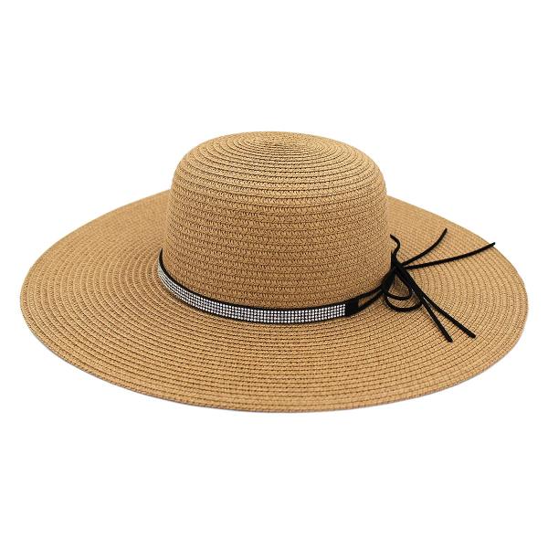 【並行輸入品】4.5&quot; Wide Brim Foldable UPF50 Rhinestone Tr...