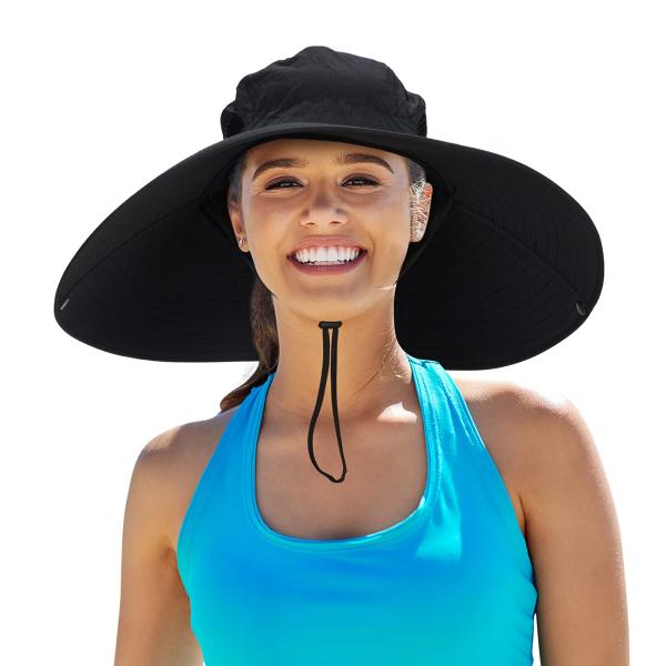 【並行輸入品】Leotruny Women Super Wide Brim Sun Hat UPF5...