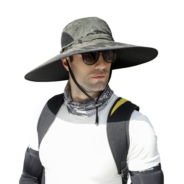 【並行輸入品】Leotruny メンズ つば広 日よけ帽子 UPF50+ 防水 通気性 バケットハッ...