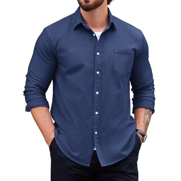 【並行輸入品】COOFANDY Men's Denim Shirt Long Sleeve Casu...