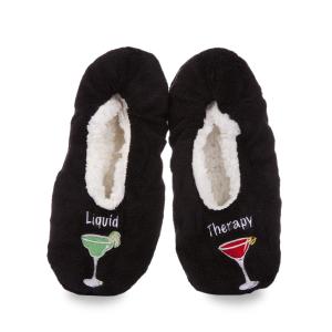 【並行輸入品】MeMoi レディース Liquid Therapy シェルパ裏地スリッパ, ブラック, Medium Large MeMoi W