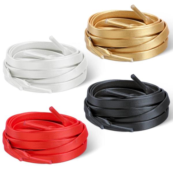 【並行輸入品】4組 80年代 90年代 ゴールド シューレース フラット レザー シューレース レザ...