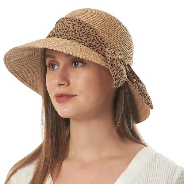【並行輸入品】レディース 麦わら日よけ帽子 夏 ビーチ つば広 UV保護帽子 あご紐付き フロッピー...