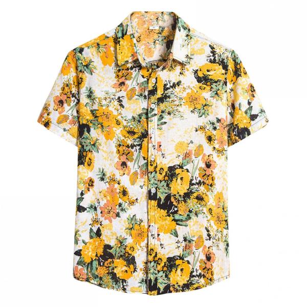 【並行輸入品】Men's Hawaiian Shirt Casual Button Down Sho...