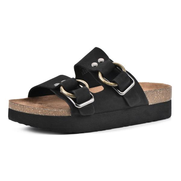 【並行輸入品】WHITE MOUNTAIN レディース Honesty フットベッドサンダル, ブラ...