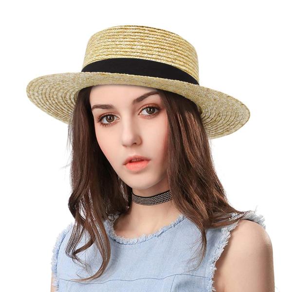 【並行輸入品】GEMVIE Women's Straw Boater Hat Wide Brim S...
