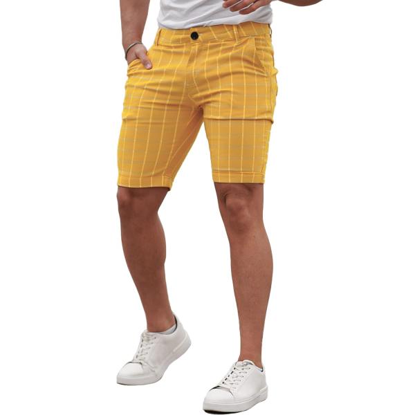 【並行輸入品】Mens Summer Shorts Casual Plaid Slim Fit Sk...