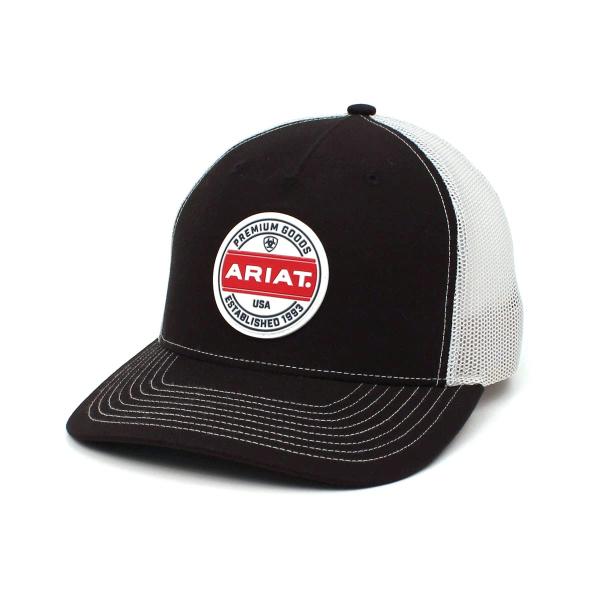 【並行輸入品】ARIAT メンズ ブラック スナップバック R112 ラバーロゴパッチキャップ, ブ...