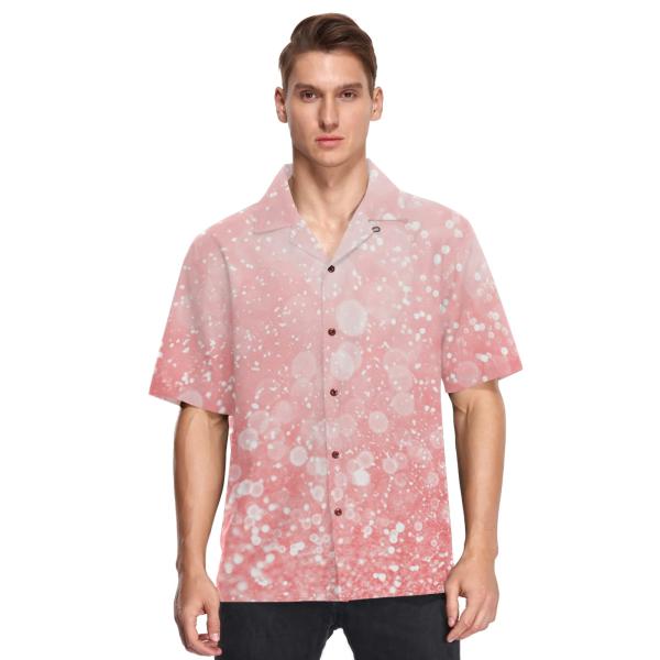 【並行輸入品】Coral Pink Blurred Sparkle Men's Hawaiian S...