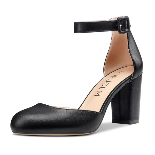 【並行輸入品】HDEUOLM Women Mid Heels Ankle Strap Round T...