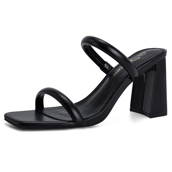 【並行輸入品】Athlefit Black Heels for WomenSquare Open T...