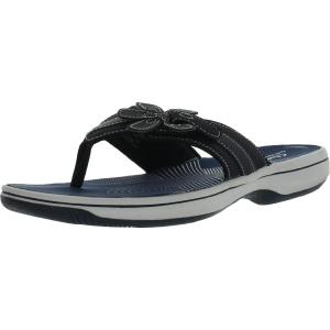 【並行輸入品】Clarks レディース ブリンクリーフローラ H フェイクレザー スリッポン ビーチサンダル, ネイビー, 12 CLARKS