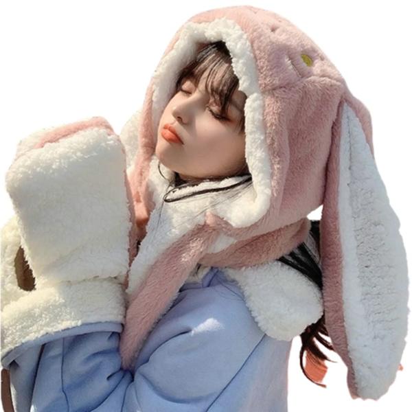 【並行輸入品】Women Cute Rabbit Ear Plush Beanie Cap Outd...