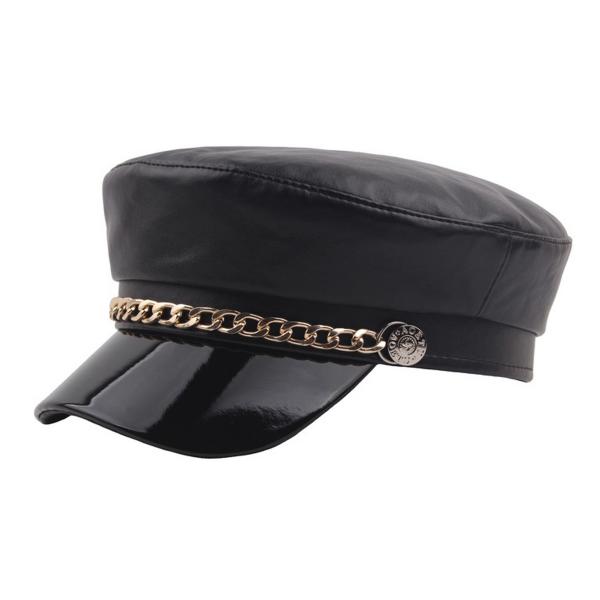 【並行輸入品】Women Yacht Captain Sailor Hat PU Newsboy C...