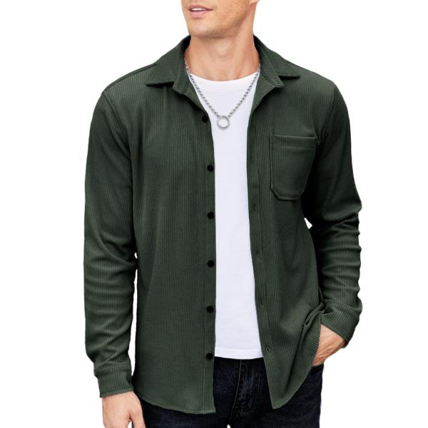 【並行輸入品】COOFANDY Men's Corduroy Shirt Regular Fit F...