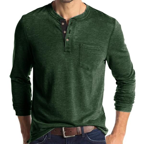 【並行輸入品】Men's Casual Henley Shirts Long Sleeve Fash...