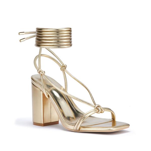 【並行輸入品】DELONIX REGIA レディース ストラップチャンキーヒールサンダル スクエアオ...