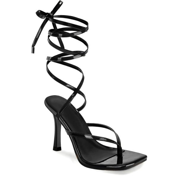 【並行輸入品】Womens Strappy Lace Up Heels Sandals Square...