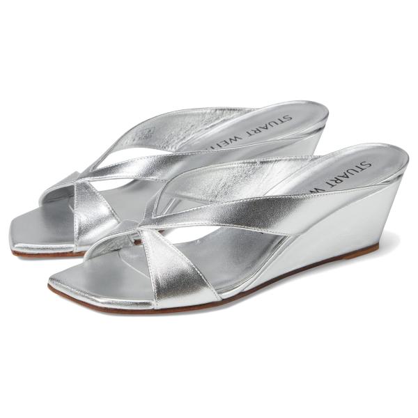 【並行輸入品】Stuart Weitzman マイアミ 50 ウェッジスライド, シルバー, 24 ...