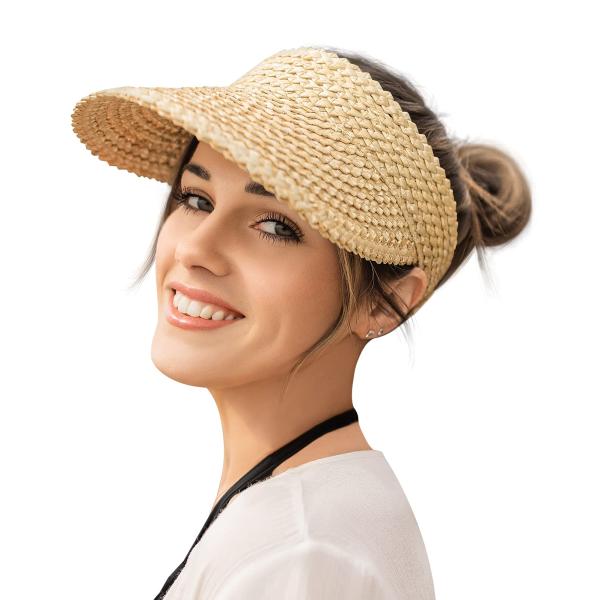 【並行輸入品】女性用バイザー ストローサンバイザー レディース ビーチハット パッカブル サンハット...