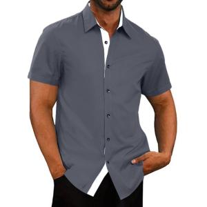【並行輸入品】JMIERR Men's Dress Shirts Regular Fit Wrink...
