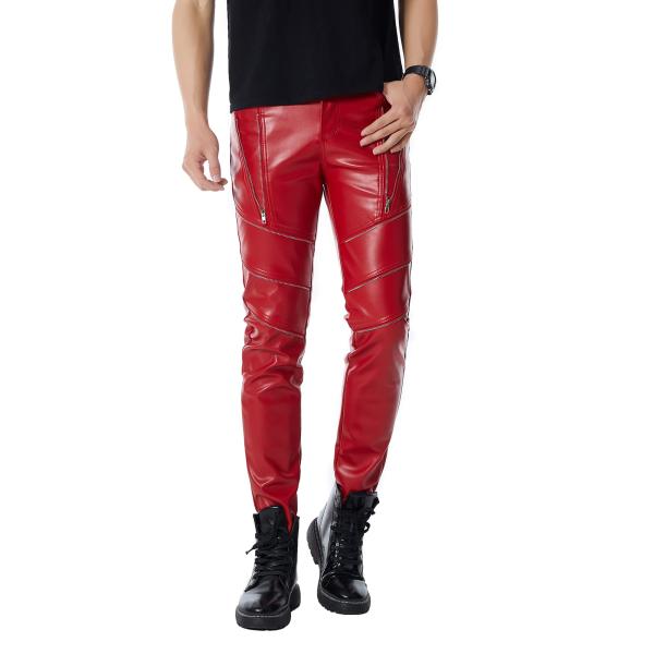 【並行輸入品】Idopy Men`s Punk Slim Fit Soft PU Faux Leat...